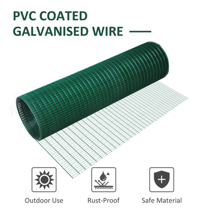 PVC Coated Welded Wire Mesh Fencing 30m x 90cm for Poultry, Pets & Garden - Dark Green