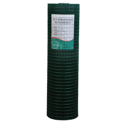 PVC Coated Welded Wire Mesh Fencing 30m x 90cm for Poultry, Pets & Garden - Dark Green