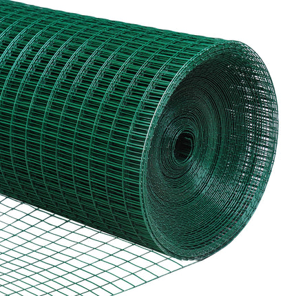 PVC Coated Welded Wire Mesh Fencing 30m x 90cm for Poultry, Pets & Garden - Dark Green