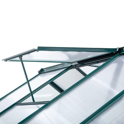 Large Walk-In Aluminium Frame Greenhouse with Galvanized Base and Sliding Door - Green