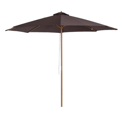 3 Metre Bamboo Wooden Patio Umbrella with Adjustable Angle - Coffee