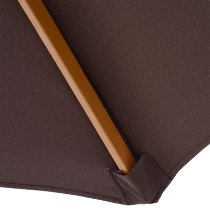3 Metre Bamboo Wooden Patio Umbrella with Adjustable Angle - Coffee