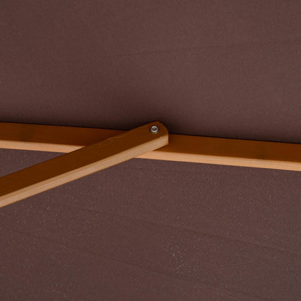 3 Metre Bamboo Wooden Patio Umbrella with Adjustable Angle - Coffee