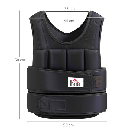 Adjustable 15kg Metal Sand Weight Vest - Black