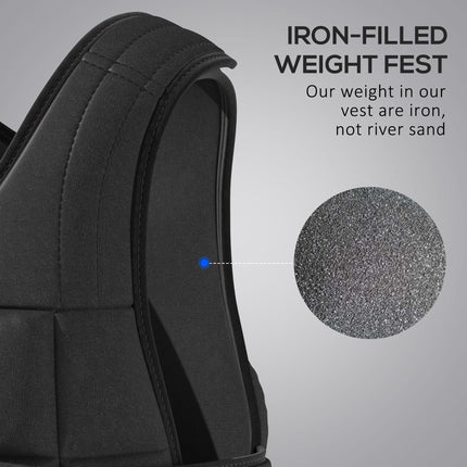 Adjustable 15kg Metal Sand Weight Vest - Black