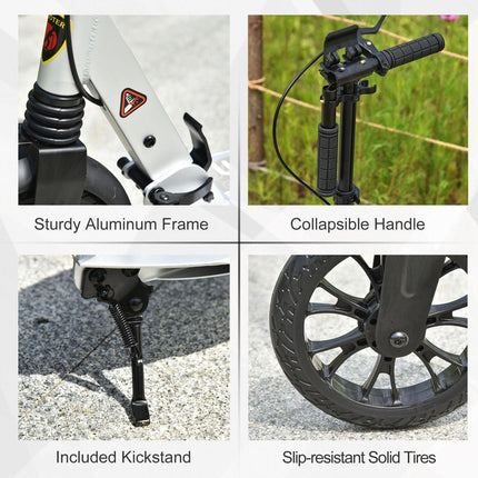 Foldable Adult & Teen Kick Scooter with Adjustable Height, Rear Wheel Brake & Shock Mitigation System - Silver
