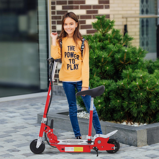 120W Foldable Kids Powered Scooter with Rechargeable Battery Adjustable Ride-On Outdoor Toy - Red