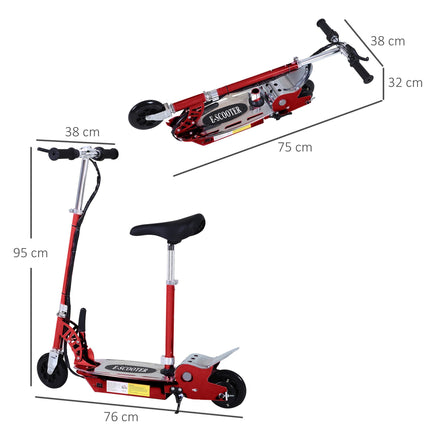 120W Foldable Kids Powered Scooter with Rechargeable Battery Adjustable Ride-On Outdoor Toy - Red
