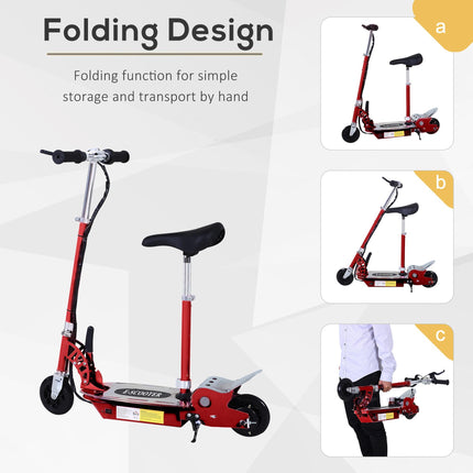 120W Foldable Kids Powered Scooter with Rechargeable Battery Adjustable Ride-On Outdoor Toy - Red