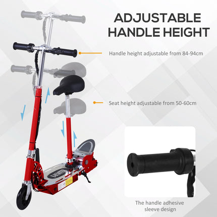 120W Foldable Kids Powered Scooter with Rechargeable Battery Adjustable Ride-On Outdoor Toy - Red