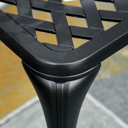 2 Seater Cast Aluminium Garden Bench with Decorative Backrest - Black