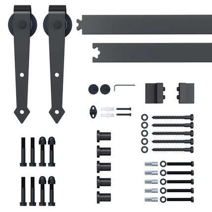 6.6FT Carbon Steel Sliding Barn Door Kit for Single Wooden Door 2m Track System - Grey