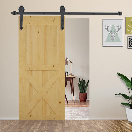 6.6FT Carbon Steel Sliding Barn Door Kit for Single Wooden Door 2m Track System - Grey