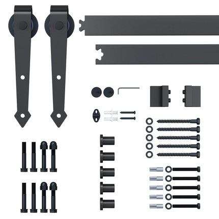 6.6FT Carbon Steel Sliding Barn Door Kit for Single Wooden Door 2m Track System - Grey