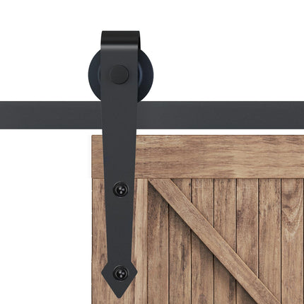 6.6FT Carbon Steel Sliding Barn Door Kit for Single Wooden Door 2m Track System - Grey
