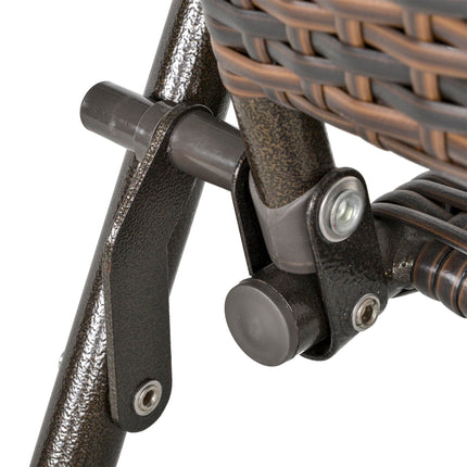 Set of 2 Folding Rattan Bistro Chairs with Armrest Steel Frame - Brown