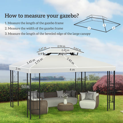 Durable UV Resistant Gazebo Replacement Roof Canopy 4x3m - Cream