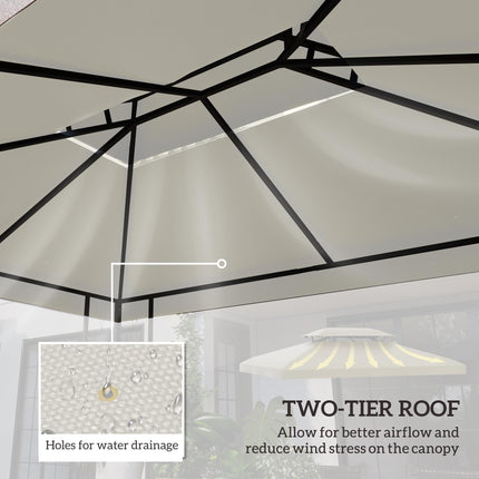Durable UV Resistant Gazebo Replacement Roof Canopy 4x3m - Cream