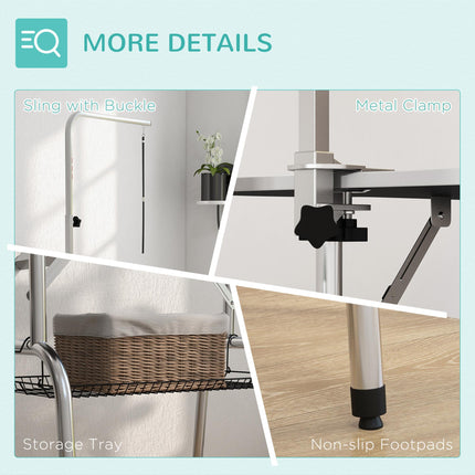 Foldable Pet Grooming and Drying Table with Adjustable Arm, Non-Slip Rubber Top, Aluminium Edge, Stainless Steel Bar Sling - Black