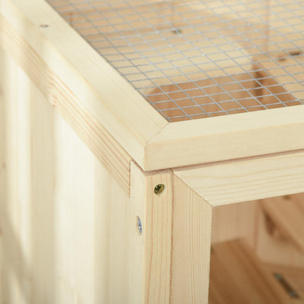 3 Tiers Wooden Hamster Cage for Small Rodents 60L x 40W x 80H cm - Natural Wood