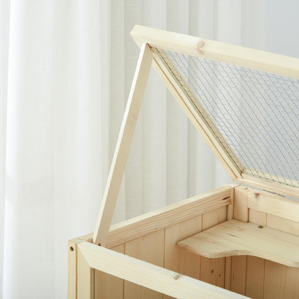 3 Tiers Wooden Hamster Cage for Small Rodents 60L x 40W x 80H cm - Natural Wood