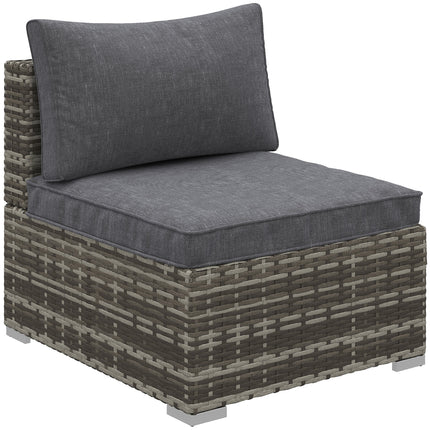 Armless Rattan Garden Chair, Outdoor Rattan Chair with Cushions, PE Wicker Garde