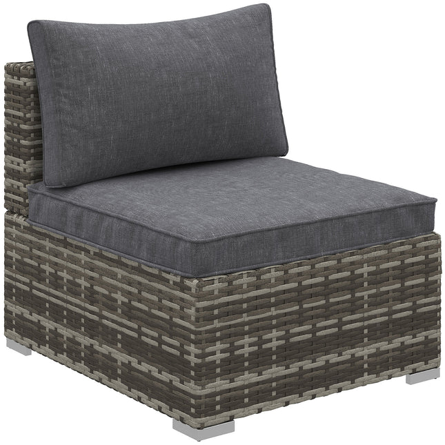 Armless Rattan Garden Chair, Outdoor Rattan Chair with Cushions, PE Wicker Garde