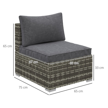Armless Rattan Garden Chair, Outdoor Rattan Chair with Cushions, PE Wicker Garde