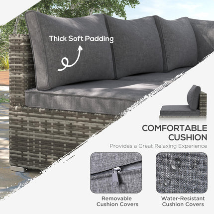 Armless Rattan Garden Chair, Outdoor Rattan Chair with Cushions, PE Wicker Garde