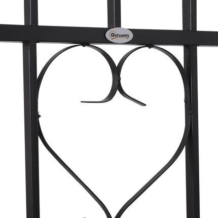 Garden Metal Arch Bench with Rose Trellis and Cushion - Black