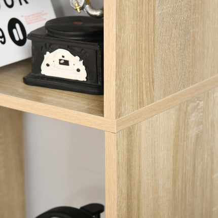 8-Tier Freestanding Melamine Bookcase with Anti-Tipping Pads - Natural Wood Grain