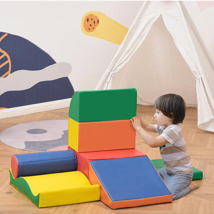 7 Piece Soft Play Blocks Kids Climb & Crawl Gym Toy Foam Building & Stacking Educational Set - Multicoloured