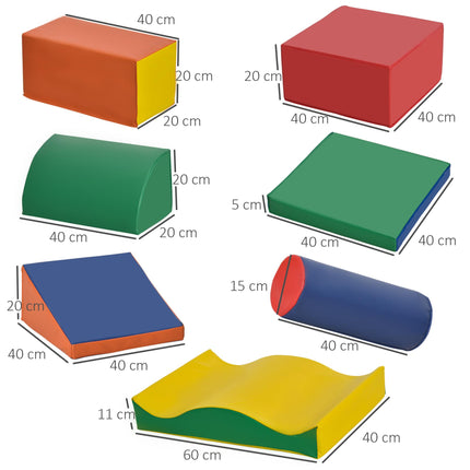 7 Piece Soft Play Blocks Kids Climb & Crawl Gym Toy Foam Building & Stacking Educational Set - Multicoloured