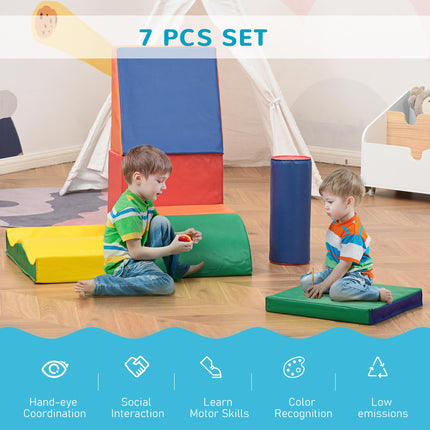 7 Piece Soft Play Blocks Kids Climb & Crawl Gym Toy Foam Building & Stacking Educational Set - Multicoloured