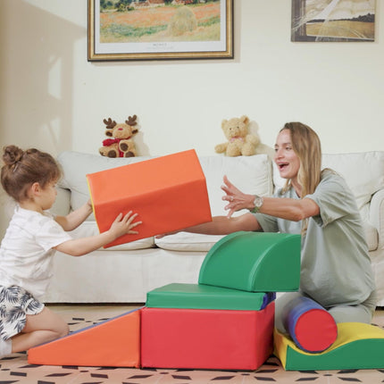 7 Piece Soft Play Blocks Kids Climb & Crawl Gym Toy Foam Building & Stacking Educational Set - Multicoloured