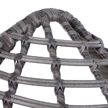 Rattan Egg Chair with Cushion Durable Metal Frame for Indoor Outdoor Use - Grey Beige