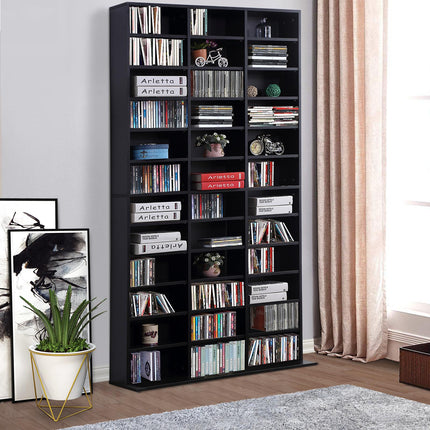 Height-Adjustable CD/DVD Storage Shelf for 1116 CDs 102x24x195 cm - Black
