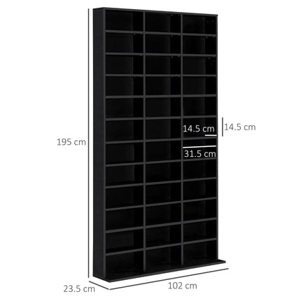 Height-Adjustable CD/DVD Storage Shelf for 1116 CDs 102x24x195 cm - Black