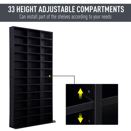 Height-Adjustable CD/DVD Storage Shelf for 1116 CDs 102x24x195 cm - Black