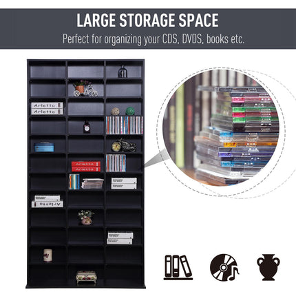 Height-Adjustable CD/DVD Storage Shelf for 1116 CDs 102x24x195 cm - Black