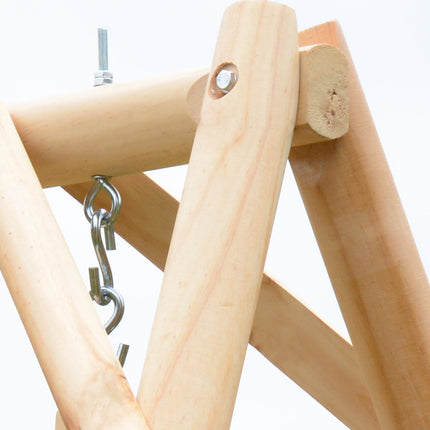 2 Seater Garden Swing Bench with Metal Hooks - Natural Wood