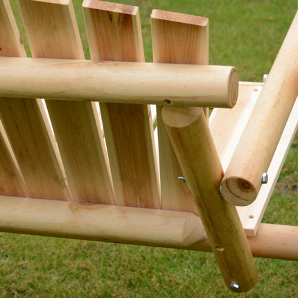 2 Seater Garden Swing Bench with Metal Hooks - Natural Wood
