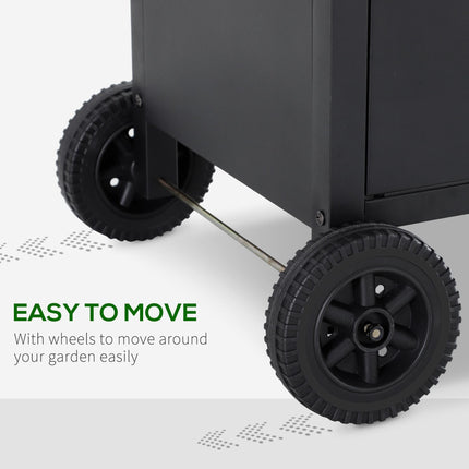 4+1 Gas Burner BBQ Grill Trolley with Side Burner, Storage & Wheels - Black