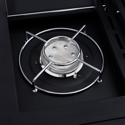 4+1 Gas Burner BBQ Grill Trolley with Side Burner, Storage & Wheels - Black