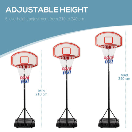Portable Basketball Stand 170-197cm Adjustable Height Sturdy Rim Hoop w/ Large W