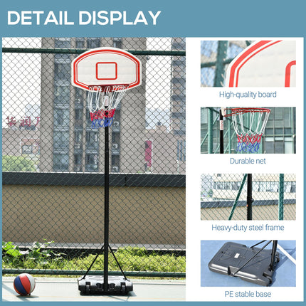 Portable Basketball Stand 170-197cm Adjustable Height Sturdy Rim Hoop w/ Large W
