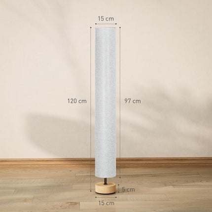 120 cm Wooden Base Fabric Floor Lamp with Linen Shade - Grey