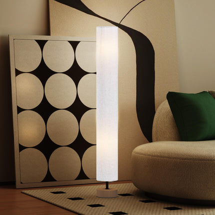 120 cm Wooden Base Fabric Floor Lamp with Linen Shade - Grey