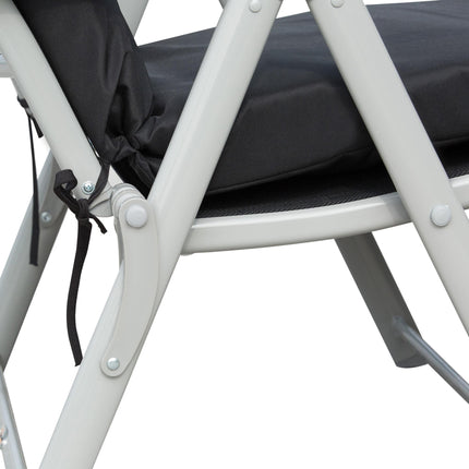 Outdoor Patio Foldable Reclining Sun Lounger with Adjustable Pillow and Cushion - Black