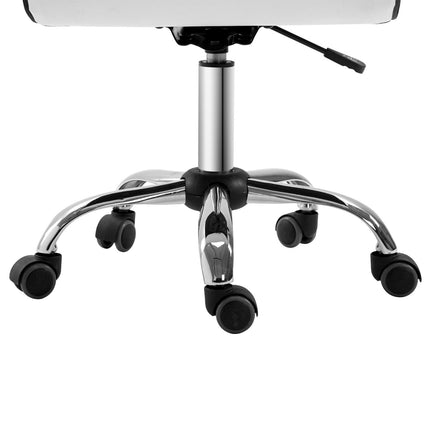 Adjustable Armless Mid-Back Swivel Office Chair with PU Leather and Chrome Base - White